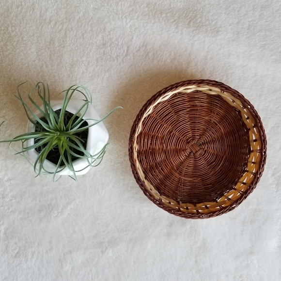 Vintage Boho Flat Basket Plate Bowl